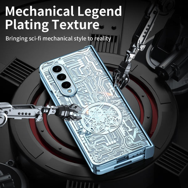 For Samsung Galaxy Z Fold4 5G Foldable Electroplated Phone Case Mechanical Legend Silver Other Mobile Accessories