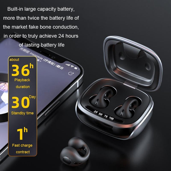 Jx80 Tws Wireless Bone Conduction Clip On Noise Reduction Bluetooth Headset Skin Colour Earbuds