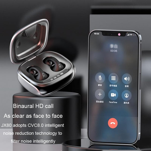 Jx80 Tws Wireless Bone Conduction Clip On Noise Reduction Bluetooth Headset Skin Colour Earbuds