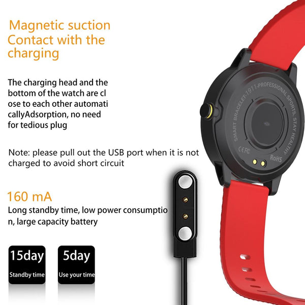 1.3 Inch Tft Screen Ip67 Waterproof Smart Watch Bracelet Support Sleep Monitor / Heart Rate Blood Pressure Monitoring Red Smart Watches