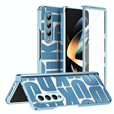 Blue Foldable Electroplated Phone Case For Samsung Galaxy Z 4 5G With Hinge Cases Covers & Skins