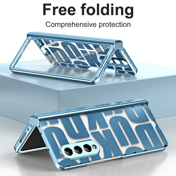 Blue Foldable Electroplated Phone Case For Samsung Galaxy Z 4 5G With Hinge Cases Covers & Skins