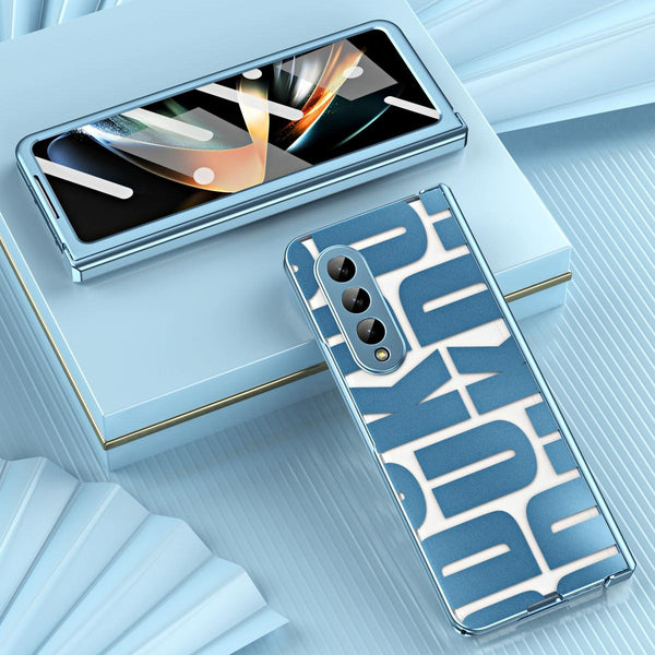 Blue Foldable Electroplated Phone Case For Samsung Galaxy Z 4 5G With Hinge Cases Covers & Skins