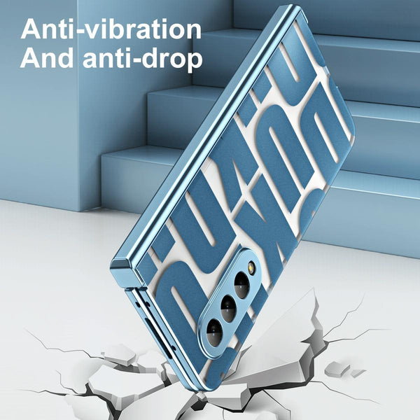 Blue Foldable Electroplated Phone Case For Samsung Galaxy Z 4 5G With Hinge Cases Covers & Skins