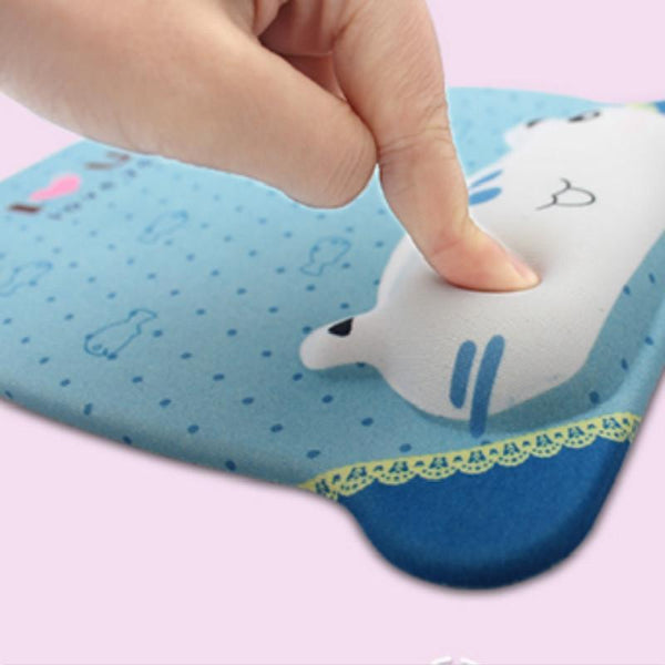 Cartoon Silicone Mouse Pad Wristband Blue Cat Mouse Pads & Wrist Rests