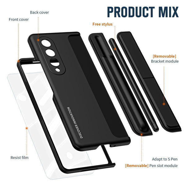 For Samsung Galaxy Z Fold4 5G 2 In 1 Detachable Folding Case With Holder & Pen Slot Beige Cases Covers & Skins