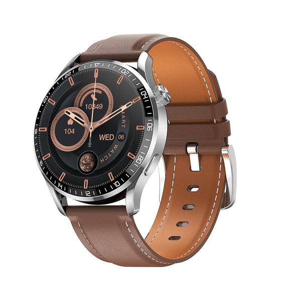 1.32 Inch Heart Rate Detection Smart Watch Black + Leather Smart Watches