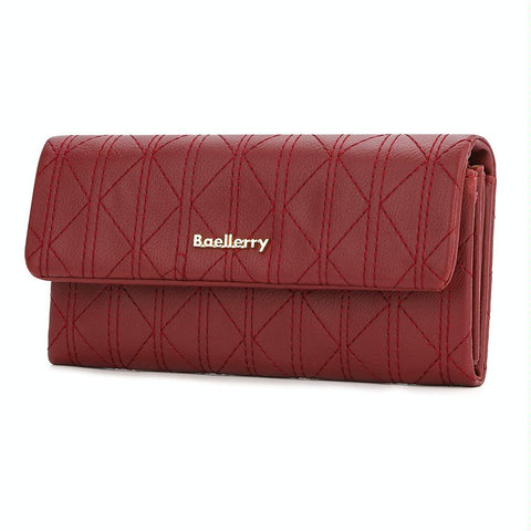 Large Capacity Magnetic Clutch Wallet For Women Maroon Red Wallets
