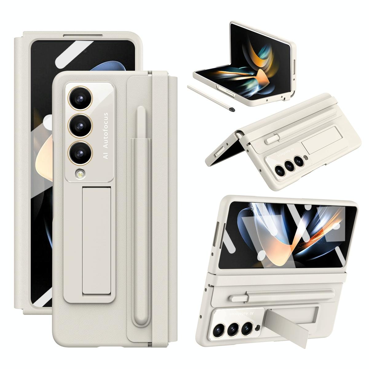 For Samsung Galaxy Z Fold4 5G Phone Case With Pen Slots Full Coverage White Other Mobile Accessories