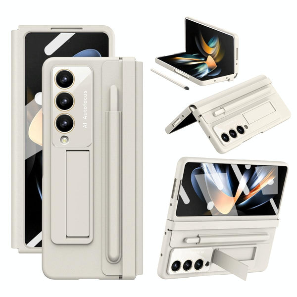 For Samsung Galaxy Z Fold4 5G Phone Case With Pen Slots Full Coverage White Other Mobile Accessories