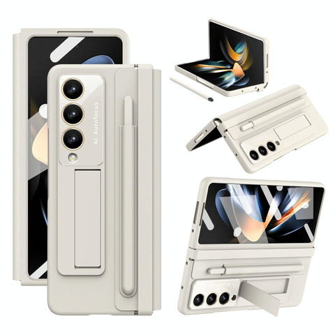 For Samsung Galaxy Z Fold4 5G Phone Case With Pen Slots Full Coverage White Other Mobile Accessories