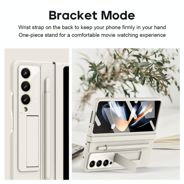 For Samsung Galaxy Z Fold4 5G Phone Case With Pen Slots Full Coverage White Other Mobile Accessories