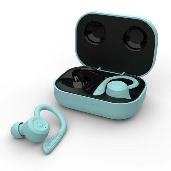 Waterproof T20 Tws Bluetooth Earphones With Charging Box And Noise Cancelling Hooks Orange Earbuds