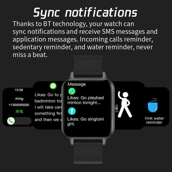 1.69 Inch Ips Touchscreen Ip68 Waterproof Smartwatch With Sleep Heart & Bt Call Blue Smart Watches