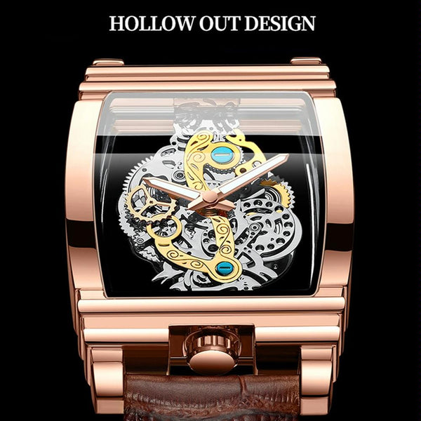 Waterproof Luminous Business Watch For Men Gear Hollow Outdoor Black Steel Strap Watches