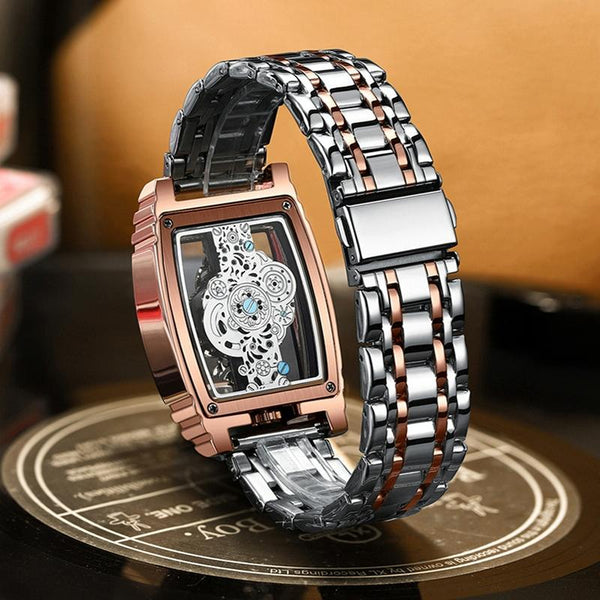 Waterproof Luminous Business Watch For Men Gear Hollow Outdoor Black Steel Strap Watches