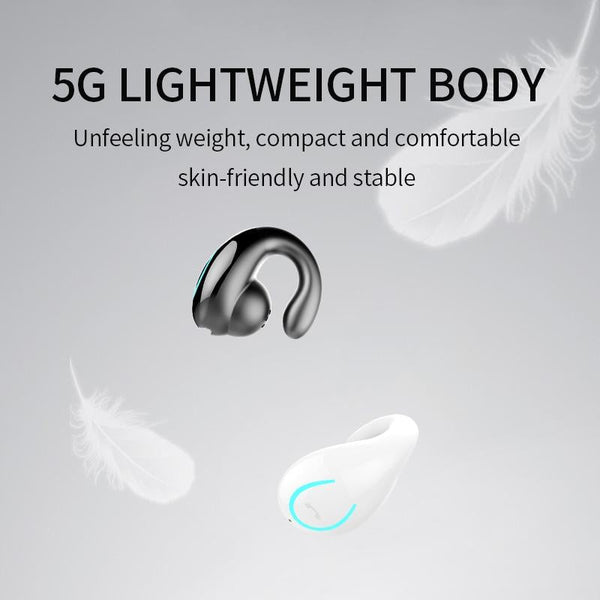 Ultra Light Wireless Earphone With Mic Bluetooth 5.0 Clip Stereo Black Earbuds