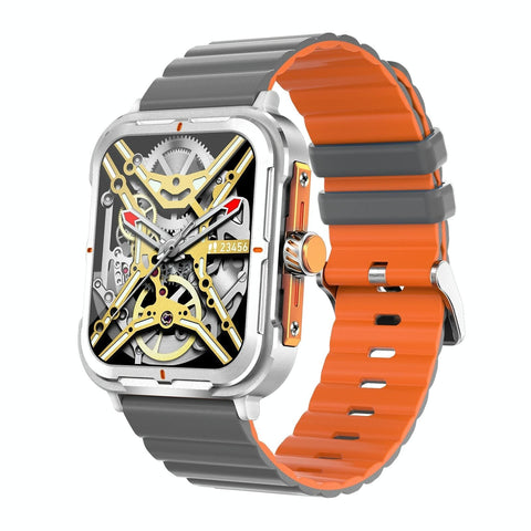 1.9 Inch Tft Square Screen Smart Watch Supports Blood Pressure Monitoring Grey Orange Smart Watches