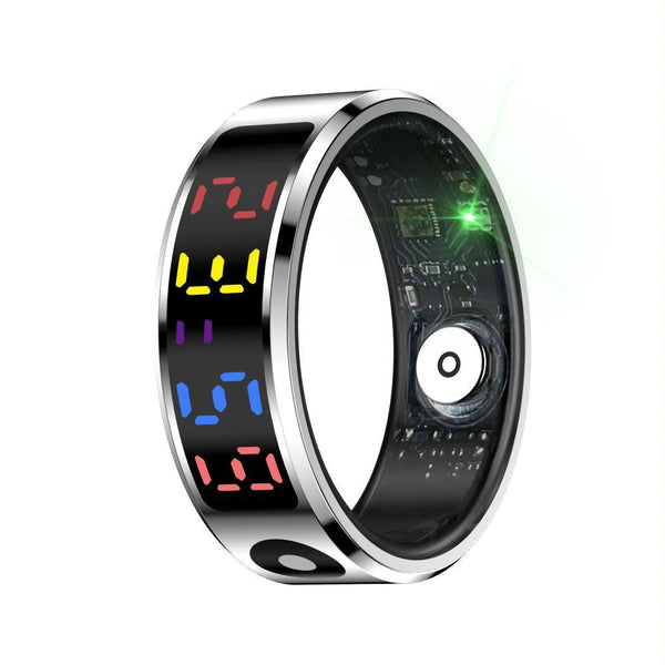 Smart Ring Heart Rate Blood Oxygen Sleep Sports Size 9 Silver Activity Trackers