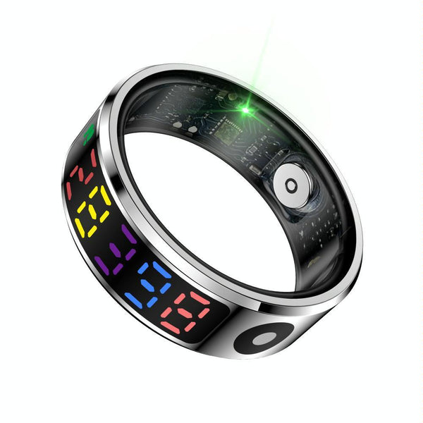 Smart Ring Heart Rate Blood Oxygen Sleep Sports Size 9 Silver Activity Trackers