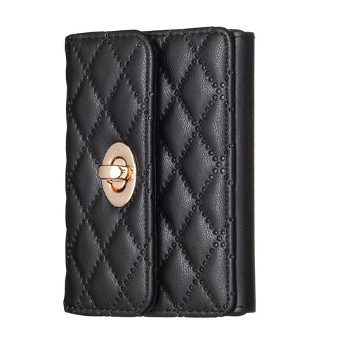 Horizontal Card Bag Mobile Phone Back Sticker With Metal Buckle Black Cases Covers & Skins