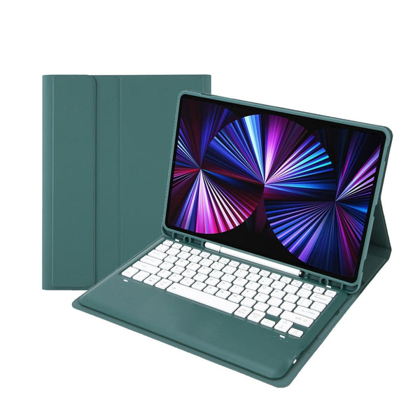 Detachable Bluetooth Keyboard Leather Case For Ipad Pro 12.9 2021 / 2020 2018 With Pen Slot Dark Green Keyboards