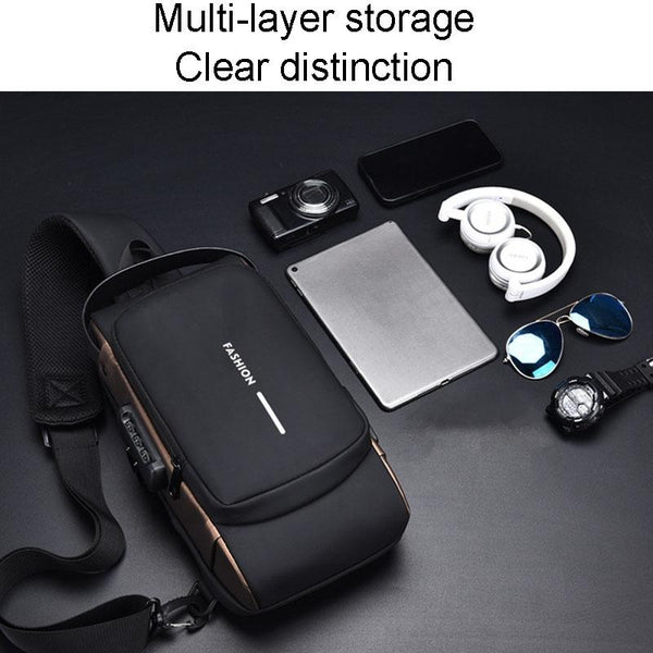 Waterproof Usb Crossbody Backpack For Sports Gray Gold Bags