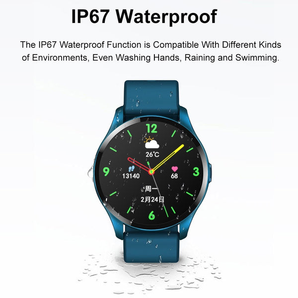 1.28 Inch Tft Colour Screen Ip67 Waterproof Smart Watch Support Body Temperature Monitoring Sleep Heart Rate Black Smart Watches
