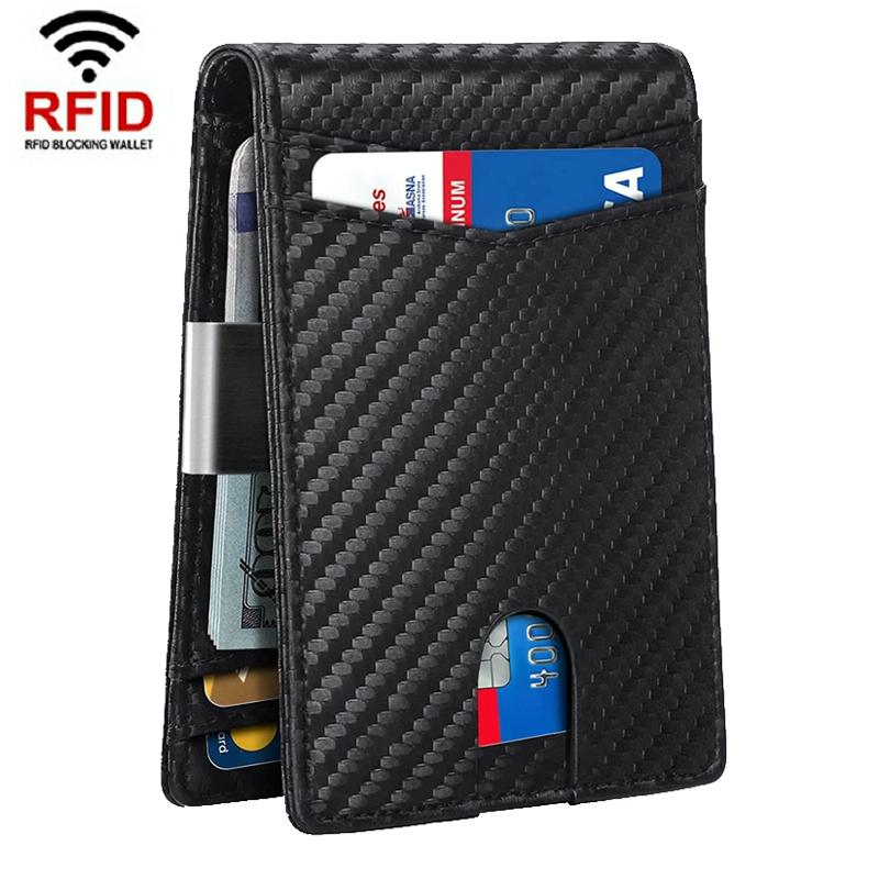 Rfid Protected Leather Credit Card Wallet Secure & Stylish Carbon Fiber Black Inside Wallets
