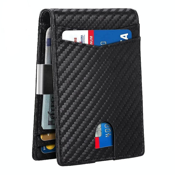 Rfid Protected Leather Credit Card Wallet Secure & Stylish Carbon Fiber Black Inside Wallets