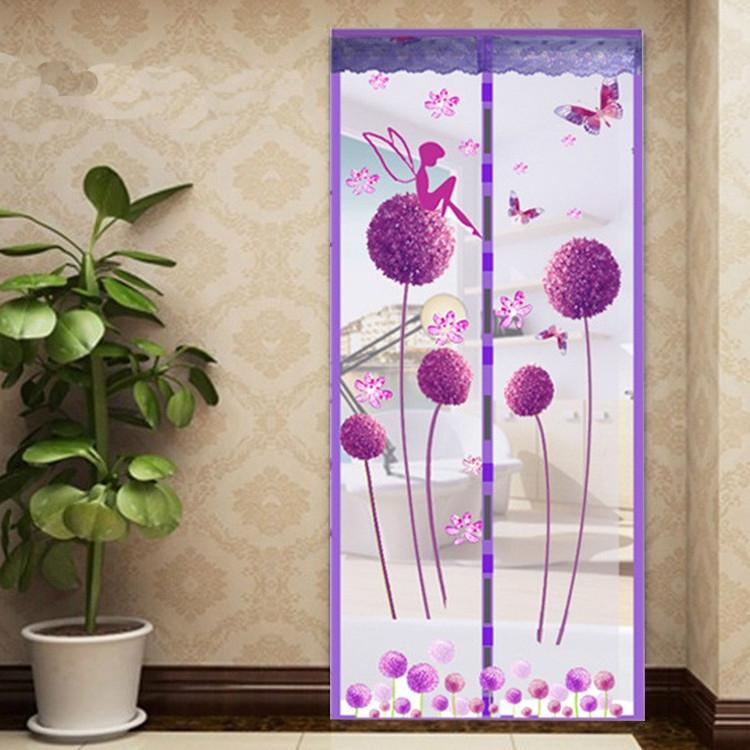 90X210cm Magnetic Summer Mosquito Screen Door Curtain Purple Garden Privacy Screens
