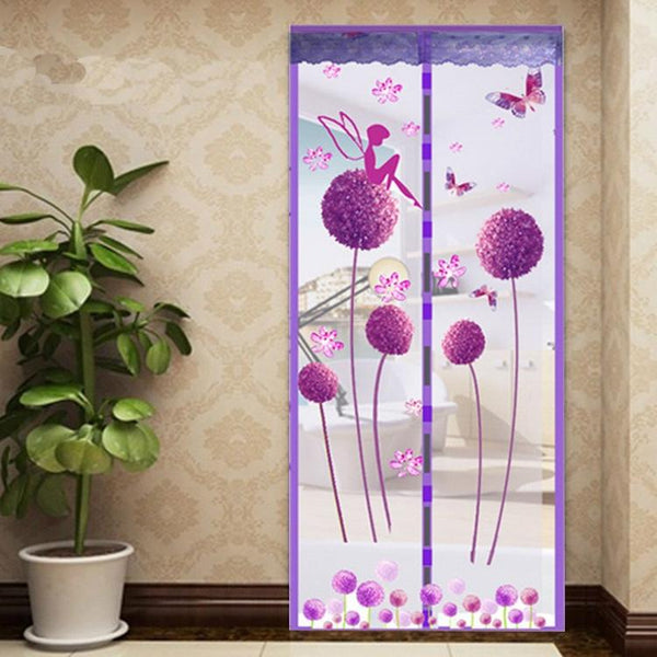 90X210cm Magnetic Summer Mosquito Screen Door Curtain Purple Garden Privacy Screens