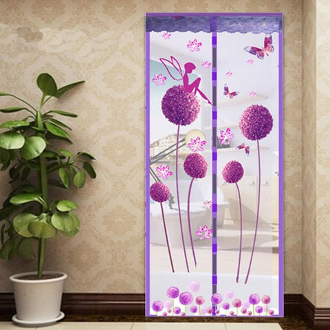 90X210cm Magnetic Summer Mosquito Screen Door Curtain Purple Garden Privacy Screens