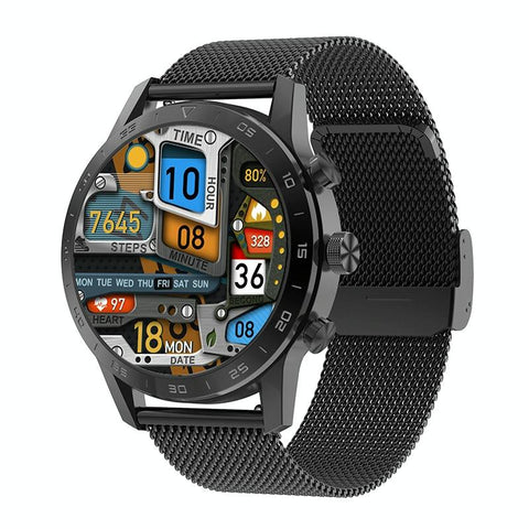 Smart Dual Display Analog Digital Call Watch Black Steel Smart Watches