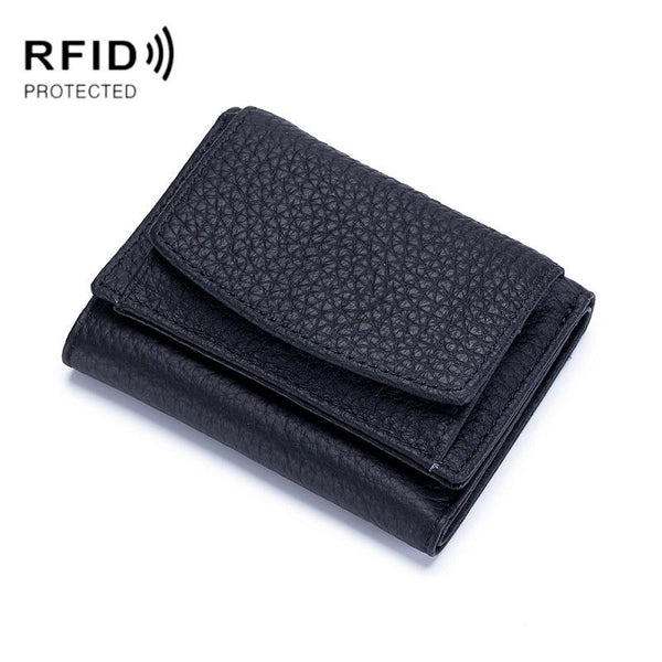Compact Rfid Leather Coin Purse Wallet Secure & Stylish Black Wallets