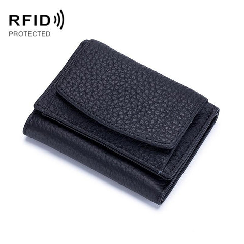 Compact Rfid Leather Coin Purse Wallet Secure & Stylish Black Wallets