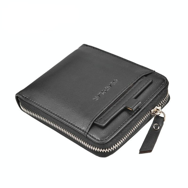 Men Retro Rfid Zip Wallet Zipper Closure Grey Wallets