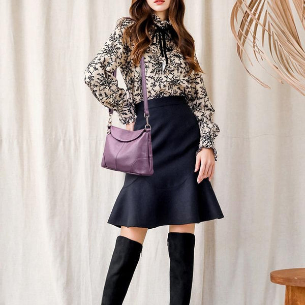 Stylish Soft Leather Shoulder Bag Taro Purple Women's Bags & Handbags