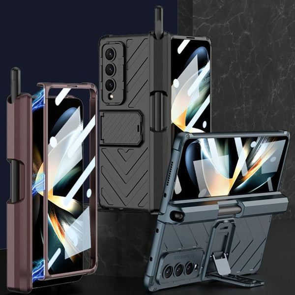 For Samsung Galaxy Z Fold4 5G Magnetic Armor Case With Push Pen Black Cases Covers & Skins