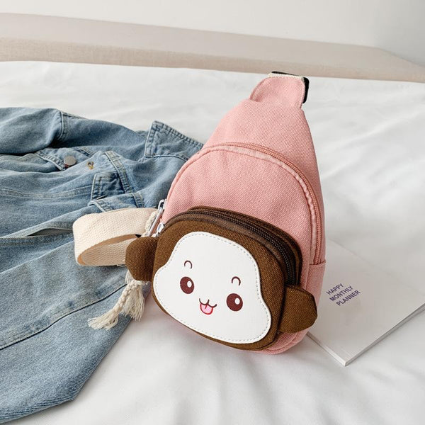 Adorable Monkey Crossbody Bag For Kids Pink Backpacks & Bags