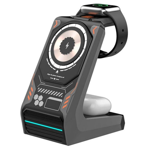 3 In 1 Wireless Charger For Mobile Phone And Earphones Grey Chargers & Cradles