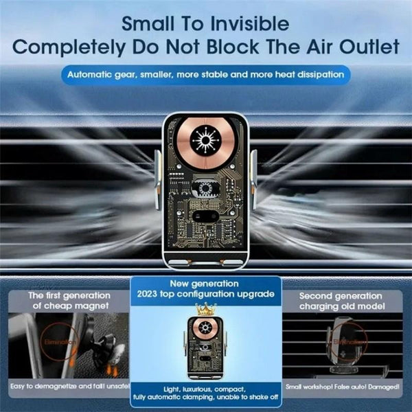 15W Fast Wireless Charger With Infrared Sensor For C10 Car Navigation Transparent Stand Gold Chargers & Cradles