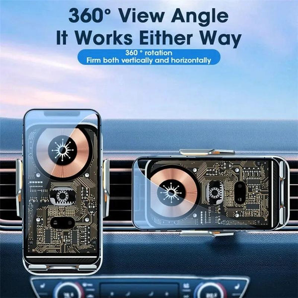 15W Fast Wireless Charger With Infrared Sensor For C10 Car Navigation Transparent Stand Gold Chargers & Cradles