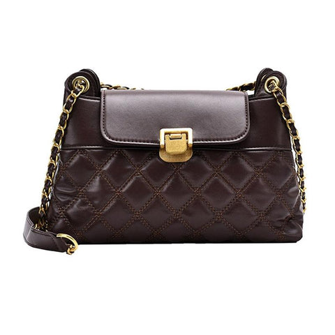 Versatile Rhombic Chain Crossbody Bag For Women Coffee Women's Bags & Handbags