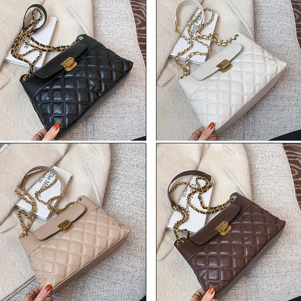 Versatile Rhombic Chain Crossbody Bag For Women Coffee Women's Bags & Handbags