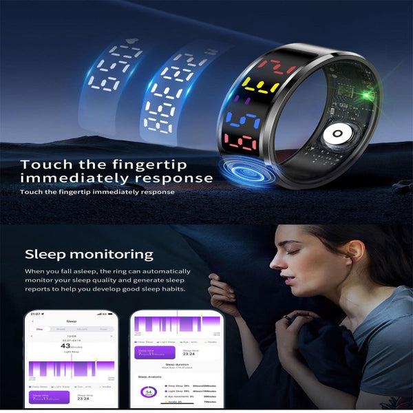 Smart Ring Heart Rate Blood Oxygen Sleep Sports Size 10 Silver Activity Trackers