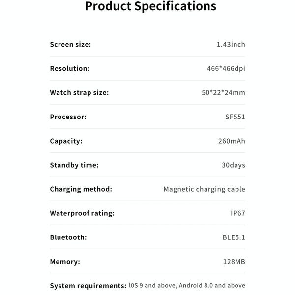 1.43 Inch Bt5.1 Smart Sport Watch With Health Monitoring Grey Smart Watches