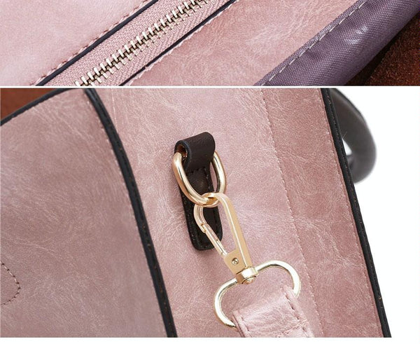 Versatile Leather Tote Bag For Women 3 In 1 Design Grey Women's Bags & Handbags