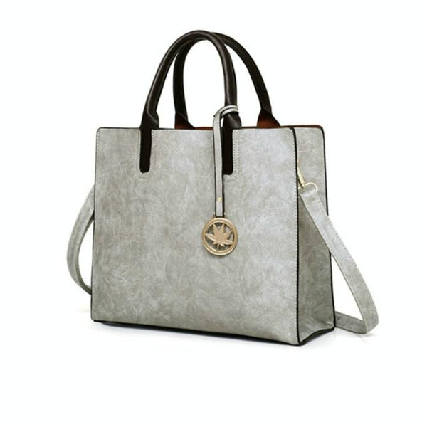 Versatile Leather Tote Bag For Women 3 In 1 Design Grey Women's Bags & Handbags