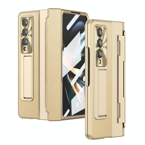 For Samsung Galaxy Z Fold4 5G Full Coverage Phone Case With Hinge Integrated Design Gold Other Mobile Accessories